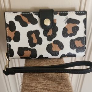 Coach Black and Brown Leopard Print Wallet